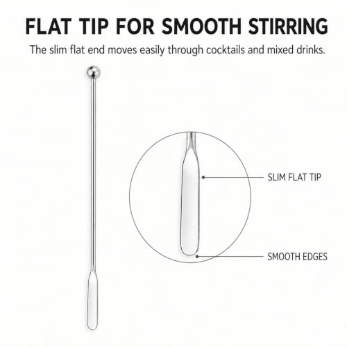 Reusable Stainless Steel Coffee Stir Sticks - 7.5 Inch Set for Hot Cold Drinks