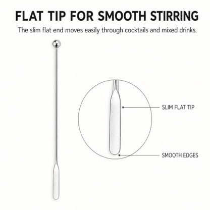 Reusable Stainless Steel Coffee Stir Sticks - 7.5 Inch Set for Hot Cold Drinks