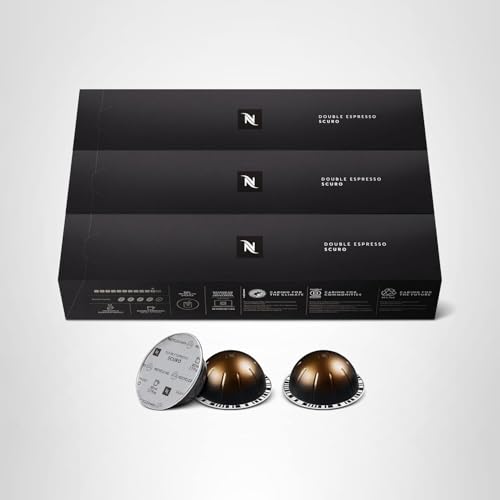 Nespresso Capsules Vertuo, Double Espresso Scuro, Dark Roast Espresso Coffee, 30-Count Coffee Pods, Brews 2.7oz.