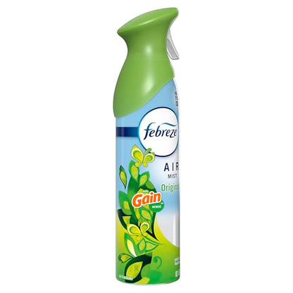 Febreze Air Mist, Air Freshener Spray, Odor Fighting Room Spray, Deodorizer for Home Bathroom Kitchen Office Apartment Dorm Room Classroom, Gain Original Scent, 8.1oz (Pack of 6)
