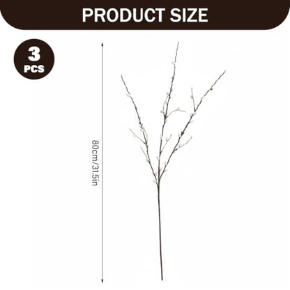 Faux Pussy Willow Branches Set - 80cm Tall Vase Fillers for Home Decor