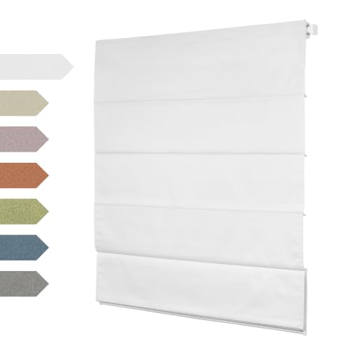 Cordless Blackout Roman Shades - No Drill, 16x64 Inches, White