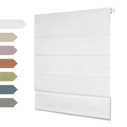 Cordless Blackout Roman Shades - No Drill, 16x64 Inches, White