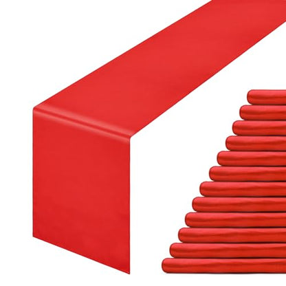Red Satin Table Runner 12 x 108 Inches - Valentine's Day Decor, Set of 12 - Variation: Red / 12