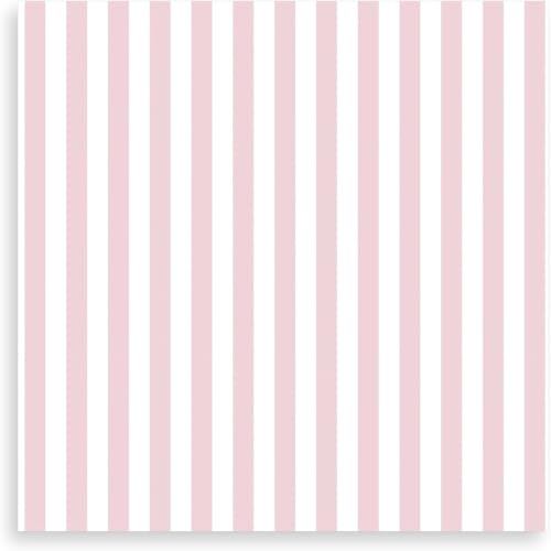 Light Pink Disposable Cocktail Napkins - 5x5 Inch, 100 Count, Pink Striped Design