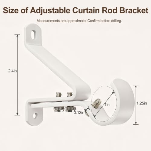 Heavy Duty Adjustable Curtain Rod Brackets 3 Pack - Supports 30 lb