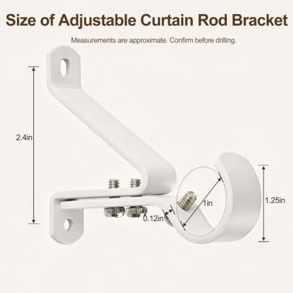 Heavy Duty Adjustable Curtain Rod Brackets 3 Pack - Supports 30 lb