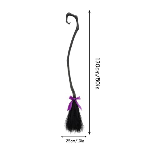 Halloween Witch Broom for Kids 130cm x 25cm Costume Accessory Black B - Cosplay Party