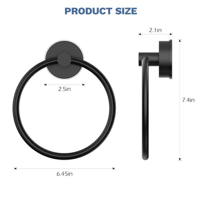 SetSail Suction Cup Towel Holder - Matte Black, Repositionable Bathroom Organizer