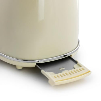 MegaChef 1.7L Electric Tea Kettle & 2 Slice Toaster Combo - Glossy Cream