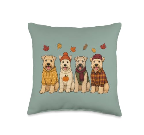 Wheaten Terrier Fall Pumpkin Dog Throw Pillow 16x16 - Autumn Season Decor
