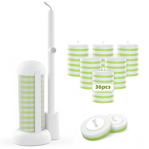 Disposable Toilet Bowl Brush and Holder Set with 36 Refills - Hygienic & Touchless Cleaning