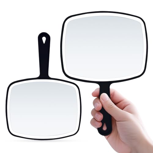 Black 2-Pack Handheld Makeup Mirrors 10.5 Inch Portable Vanity with Hanging Hole
