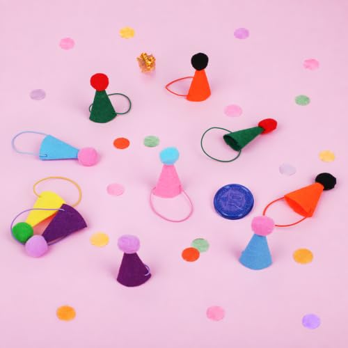 Mini Felt Party Hats for Stuffed Animals Dogs Cats Dolls - Multicolor 12pcs