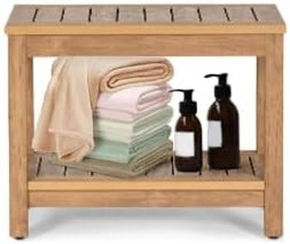 DWVO Shower Stool - 23.5in Water-Resistant Non-Slip Bench for Bathroom & Outdoor Use (Teak)