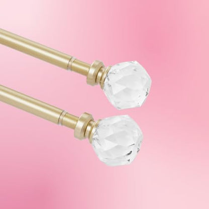 Juicy Couture Astoria 2-Piece Gold Curtain Rod Set 48-84 Inches - Adjustable Telescoping Design