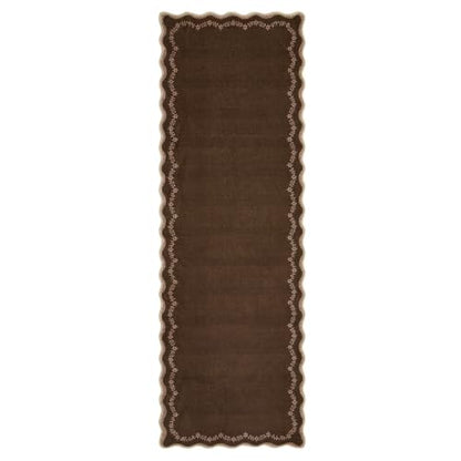 2x6 Scalloped Washable Rug Non Slip Hallway Kitchen Runner - Dark Brown