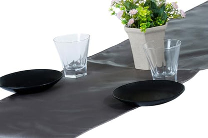 5 Pc Silver Gray Satin Table Runners 12 x 108 Inch for Wedding & Event Decor
