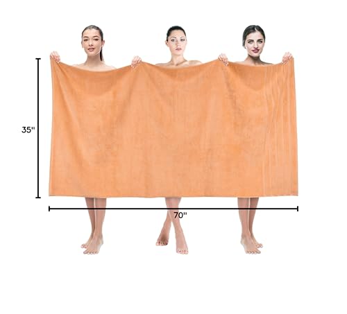 American Soft Linen 35x70 Jumbo Large Bath Towel, 600 GSM 100% Cotton Turkish Bath Sheet, Oversized Luxury Bath Towel for Bathroom Beach and Pool, Malibu Peach