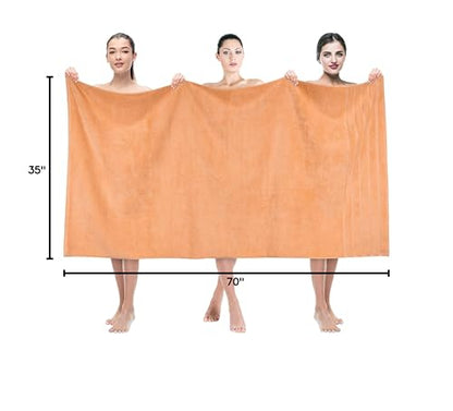 American Soft Linen 35x70 Jumbo Large Bath Towel, 600 GSM 100% Cotton Turkish Bath Sheet, Oversized Luxury Bath Towel for Bathroom Beach and Pool, Malibu Peach