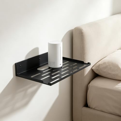 Foldable Wall-Mount Router Shelf 14" Black Metal Storage Organizer