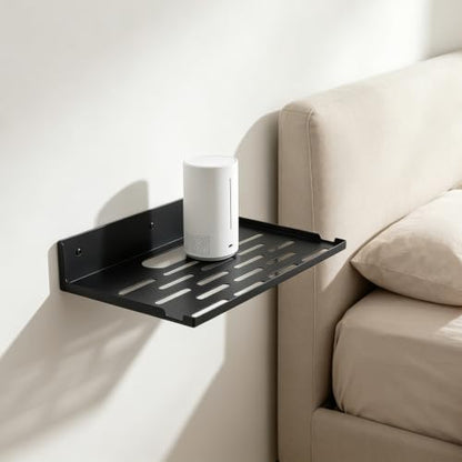 Foldable Wall-Mount Router Shelf 14" Black Metal Storage Organizer