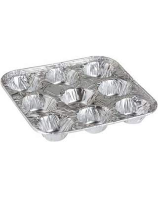 9-Cavity Mini Cupcake and Muffin Pans | Disposable Aluminium Baking Pans | Use for Baking Mini Muffin, Cupcake, Cake | For Weddings, Parties, Birthdays, Gatherings (12 Pack)