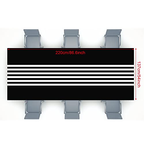 6 Pieces 86x54 Inch Black and White Striped Plastic Table Runners - Set of 6