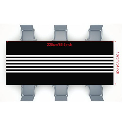 6 Pieces 86x54 Inch Black and White Striped Plastic Table Runners - Set of 6