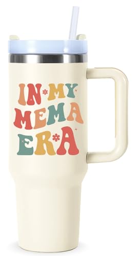 In My Mema Era 40 oz Tumbler with Handle - Gifts for Grandma from Grandkids - Mema Variation