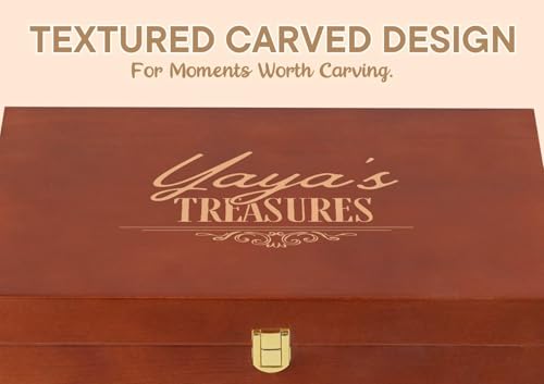 Large Wooden Keepsake Storage Box with Carved Lid - Gift for Grandma