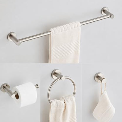 Brushed Nickel Bathroom Hardware Set 5 Piece SUS304 Stainless Steel Towel Rack
