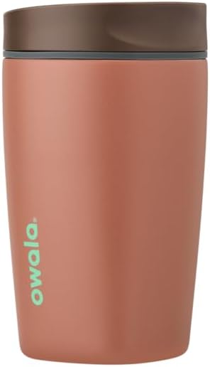 Owala SmoothSip Coffee Tumbler - Insulated Stainless Steel, BPA Free, 12 oz, Cozy Cocoa Color