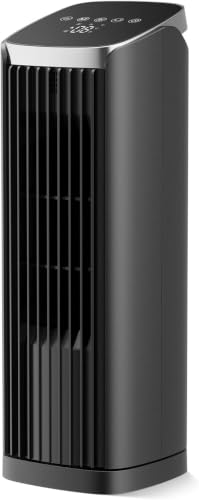 13.2 Inch Tower Fan for Bedroom & Office, Quiet Bladeless Oscillating Desk Fan with Remote & Timer