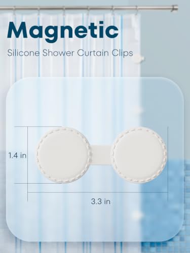 Magnetic Silicone Shower Curtain Clips - Keep Bathroom Dry Set of 4