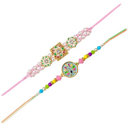 Raksha Bandhan Gift Set with Decorative MDF Pooja Plate, Roli Chawal & Rakhis