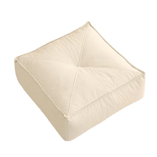 Meditation Floor Cushion Linen Seat Pad with PP Beads - Khaki