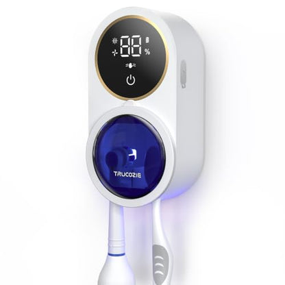 Wall-Mounted UV Toothbrush Holder with Auto Clean & UV Sanitizer - White Gold