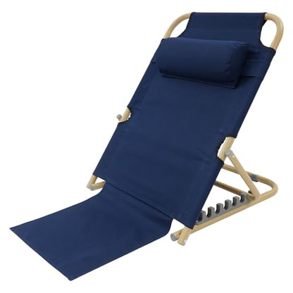 Dark Blue Adjustable Bed Backrest with 7 Positions - Folding Support for Reading & Rest