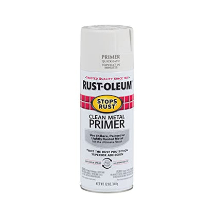 Rust-Oleum 7780830 Stops Rust Clean Metal Primer Spray, 12 oz, Flat White