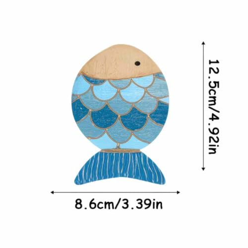 Wooden Fish Coasters Set of 4 Dual-Use Wall & Table Decor Ocean Pattern
