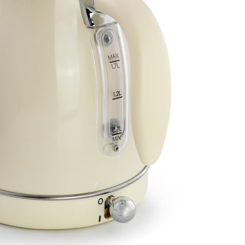 MegaChef 1.7L Electric Tea Kettle & 2 Slice Toaster Combo - Glossy Cream