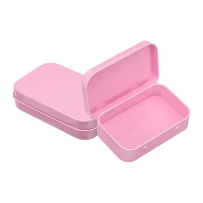 Pink Metal Tin Box Set - 2pcs Mini Storage Containers for Crafts & Gifts