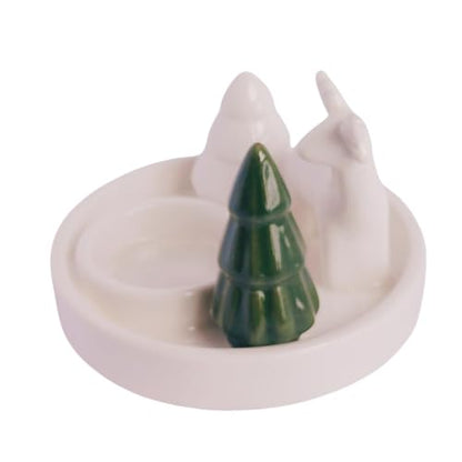 Ceramic Christmas Elk Candle Holder Table Centerpiece Holiday Decor