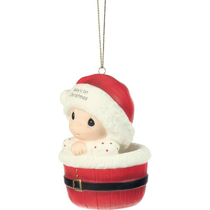 Baby's First Christmas Ornament - Bisque Porcelain Keepsake - Santa Baby