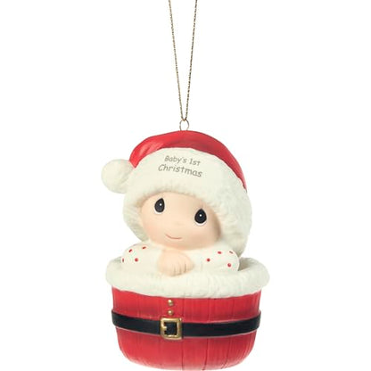 Baby's First Christmas Ornament - Bisque Porcelain Keepsake - Santa Baby