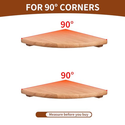Natural Wood Corner Floating Shelves Set of 2, 10 Inch Wall Storage