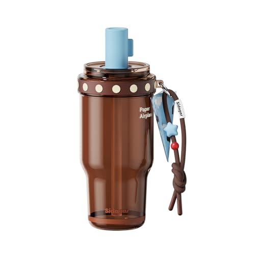 22 oz Brown Aesthetic Tritan Water Bottle with Straw Lid & Charm