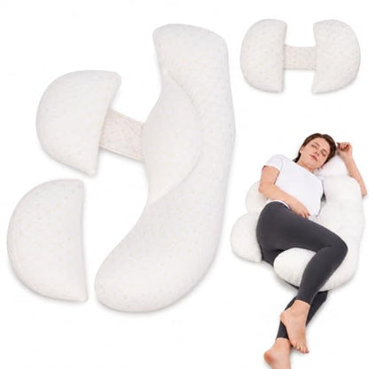 Pregnancy Pillow with Removable Cover, Full Body Support for Maternity & Back Pain Relief