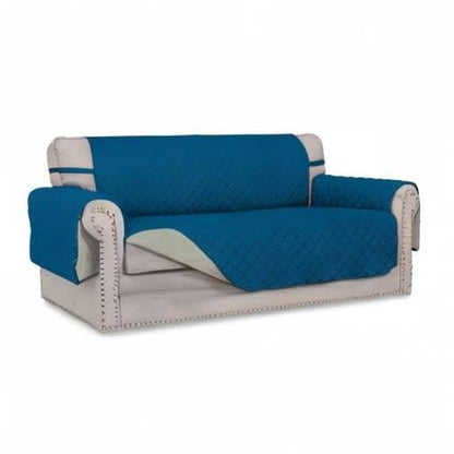 Easy-Going Sofa Slipcover Reversible Loveseat Sofa Cover Couch Cover for 2 Cushion Couch Furniture Protector with Elastic Straps for Pets Kids Dog Cat (Oversized Loveseat, PeacockBlue/Beige)